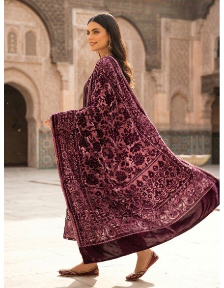 Royal Plum Palachi Dupatta Suit 