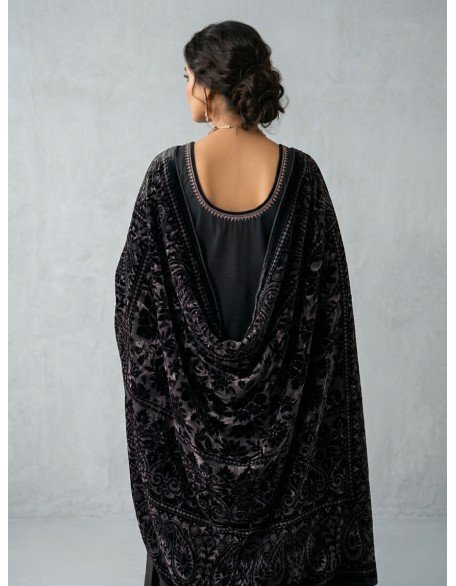 Charcoal Taupe Suit with Palachi Dupatta Charcoal Taupe Suit with Palachi Dupatta