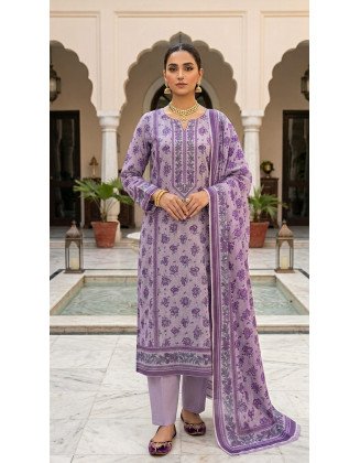 3-Piece Chamkili Dhanak Unstitched Suit – Lavender Lilac & Deep Violet