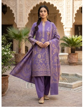 Royal Lavender Unstitched Karandi Jacquard 3-Piece Suit