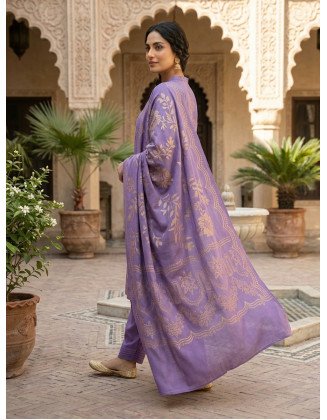 Royal Lavender Unstitched Karandi Jacquard 3-Piece Suit